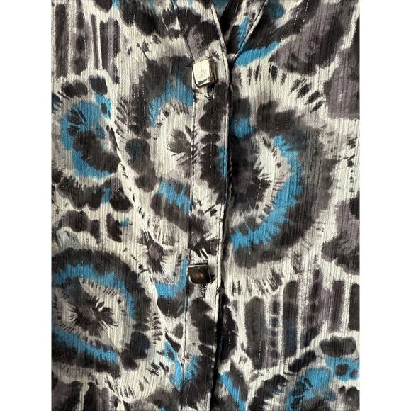 JM Collection Women’s Petite 16 Whimsigoth Sheer Colorful Metallic Blouse Boho - Picture 4 of 12